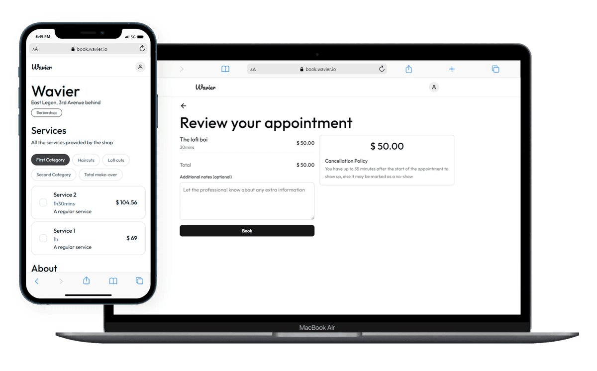 A screenshot of the business management tab